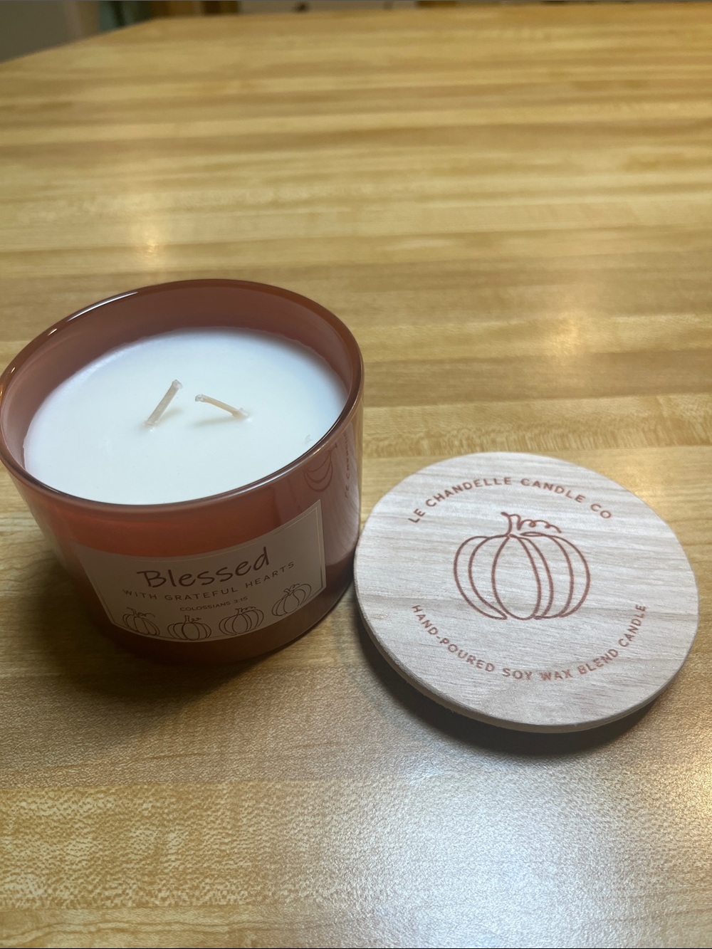 #3143**’Blessed' Orange Ceramic Soy Candle